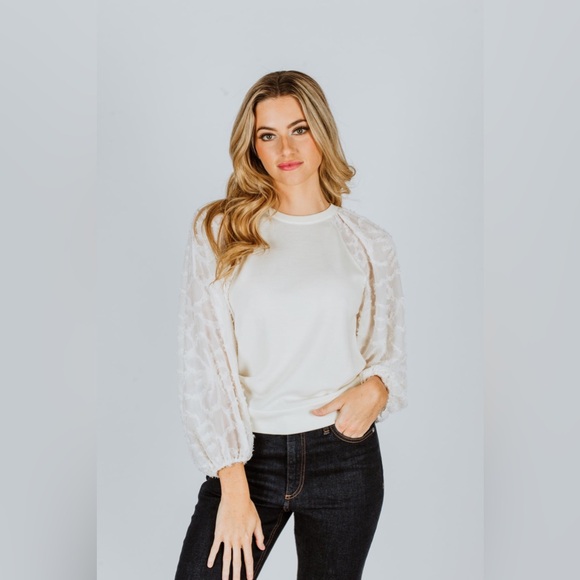 🆕 TANYA TAYLOR | ELONA KNIT TOP | CHALK | SIZE: XS - Picture 2 of 5
